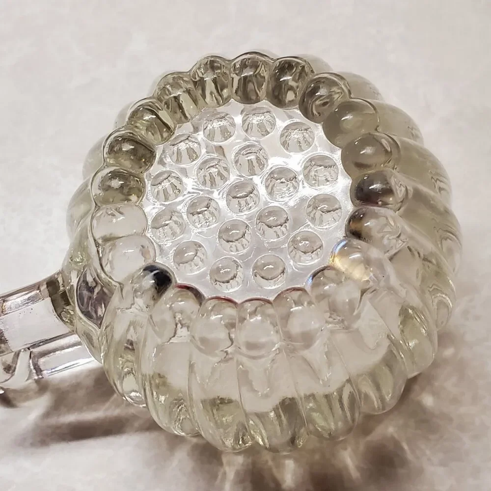 Jeannette Glass National Clear Depression Glass Creamer Ribbed Dot Design Vtg